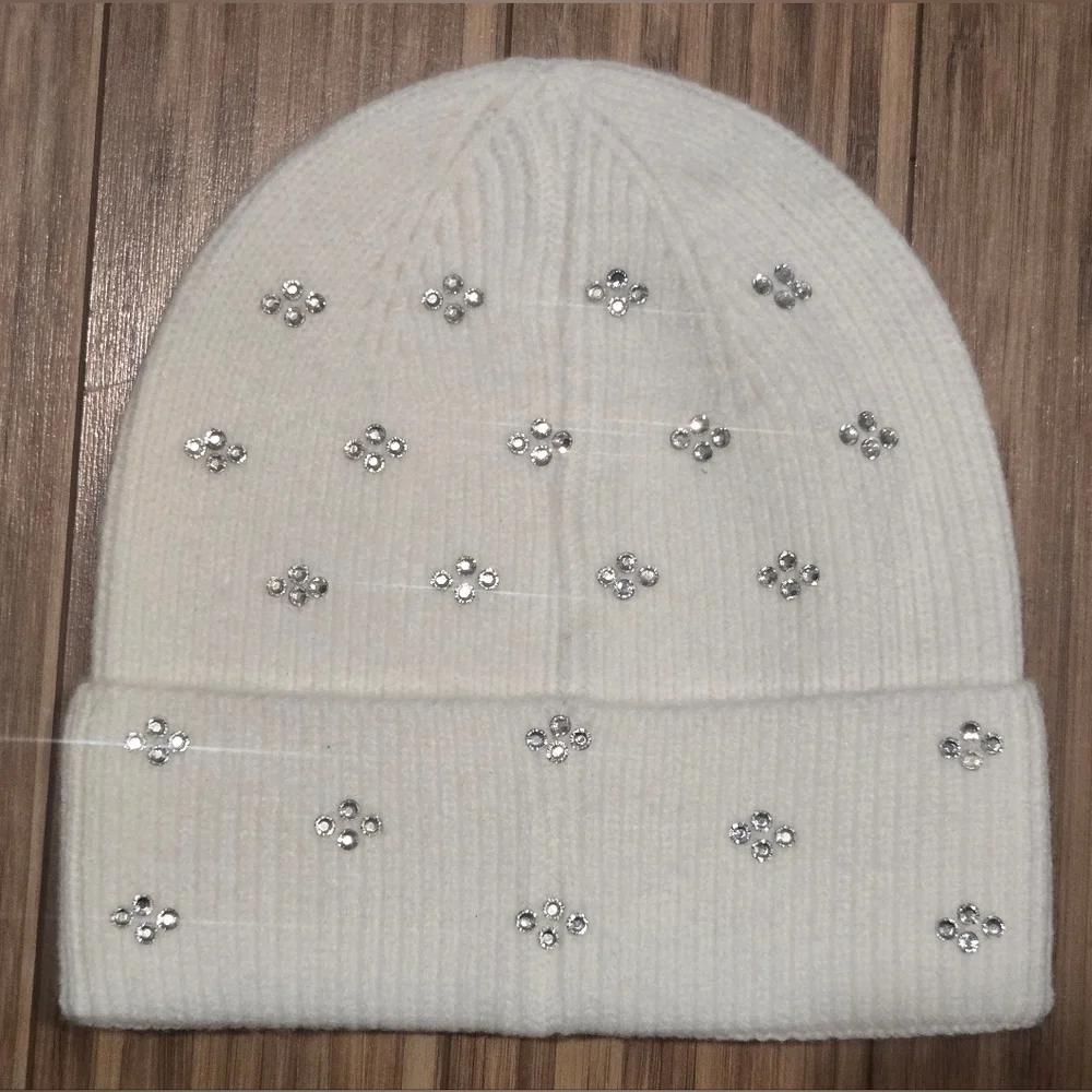 Lucky Zone White Beanie with Silver Accents